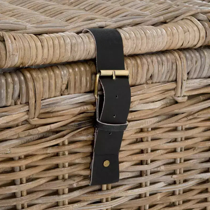 Malle de rangement en osier de 35" avec couvercle