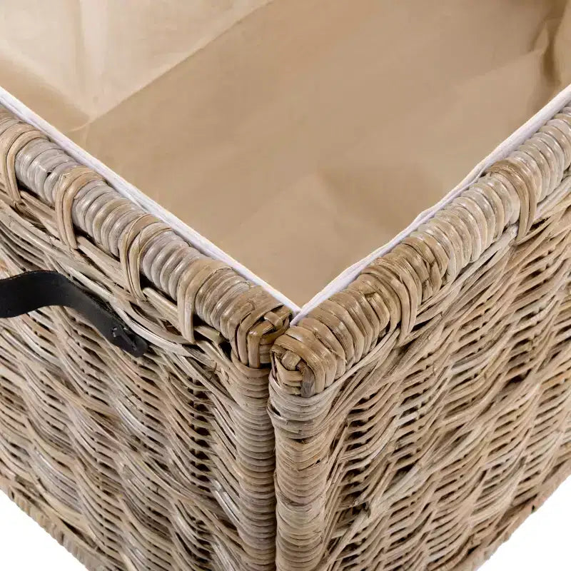Malle de rangement en osier de 35" avec couvercle