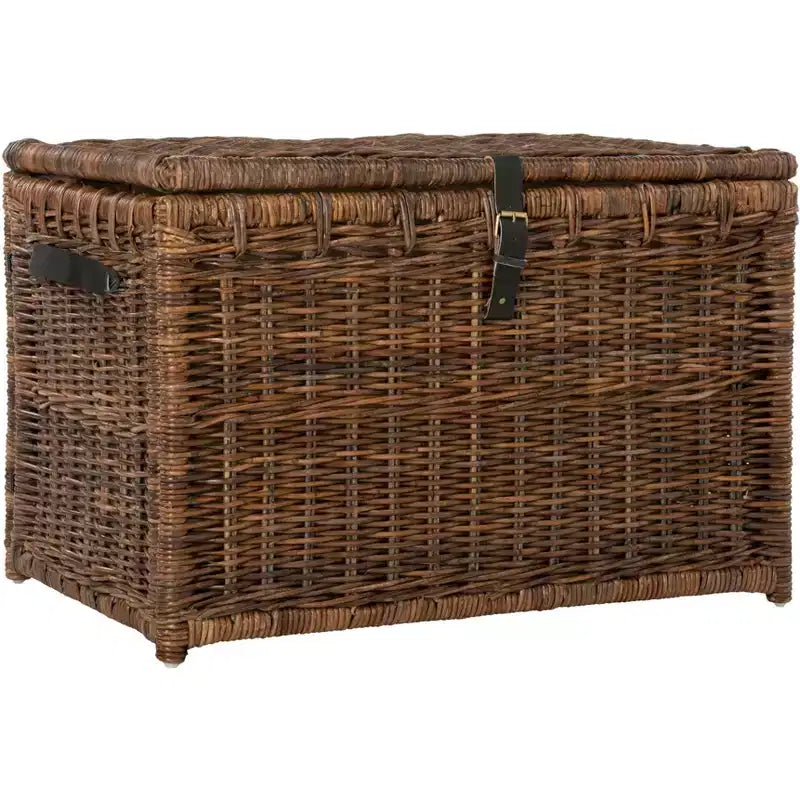 Malle de rangement en osier de 35" avec couvercle