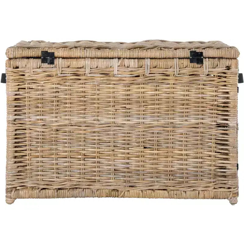 Malle de rangement en osier de 35" avec couvercle