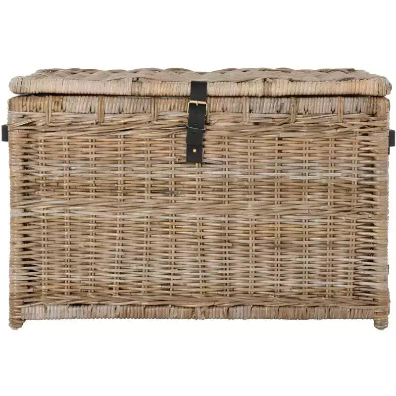 Malle de rangement en osier de 35" avec couvercle