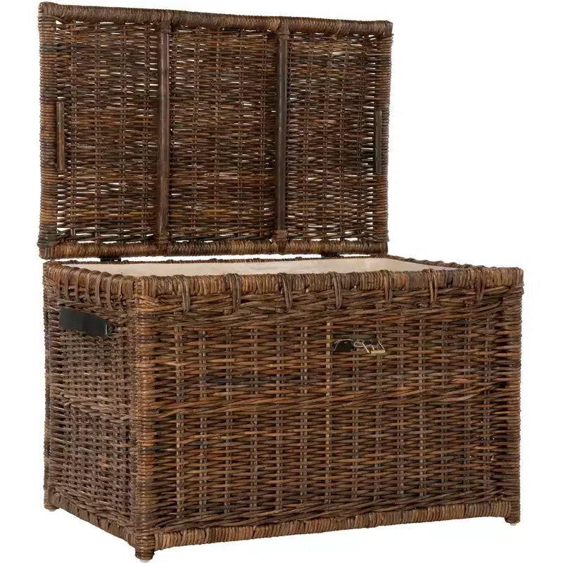 Malle de rangement en osier de 35" avec couvercle