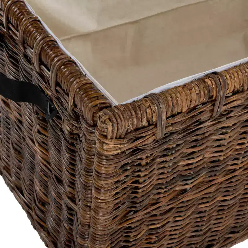 Malle de rangement en osier de 35" avec couvercle