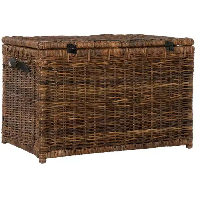 Malle de rangement en osier de 35" avec couvercle