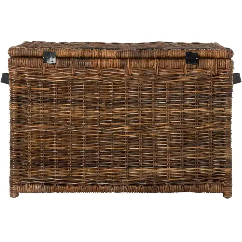 Malle de rangement en osier de 35" avec couvercle
