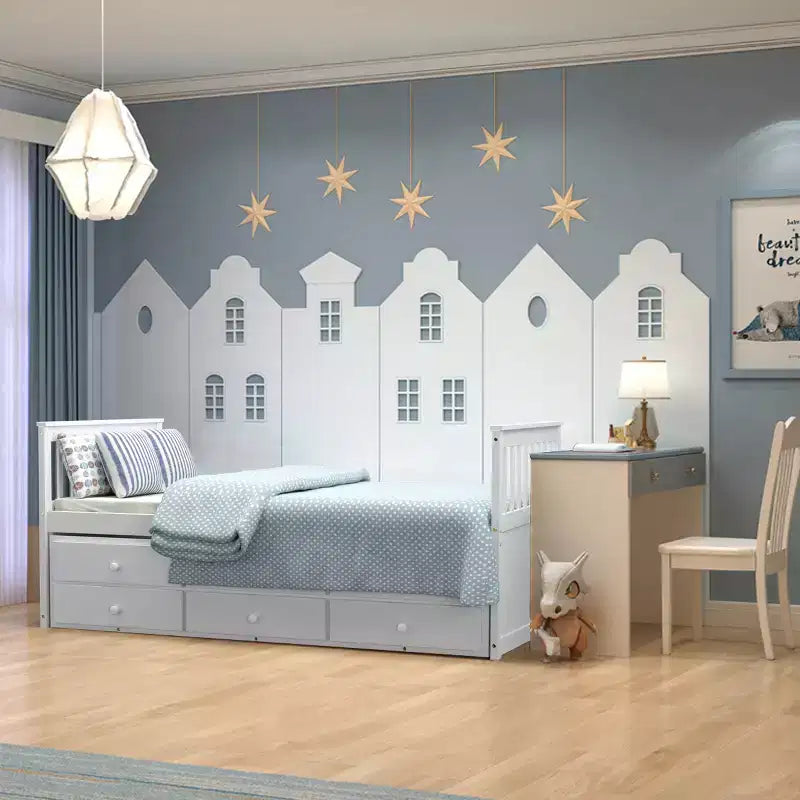 Lit double superposé Captain's Bed avec lit gigogne et tiroirs pour enfants NoyerEspressoBlanc