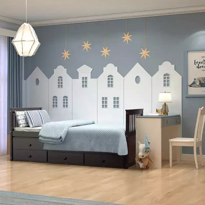 Lit double superposé Captain's Bed avec lit gigogne et tiroirs pour enfants NoyerEspressoBlanc