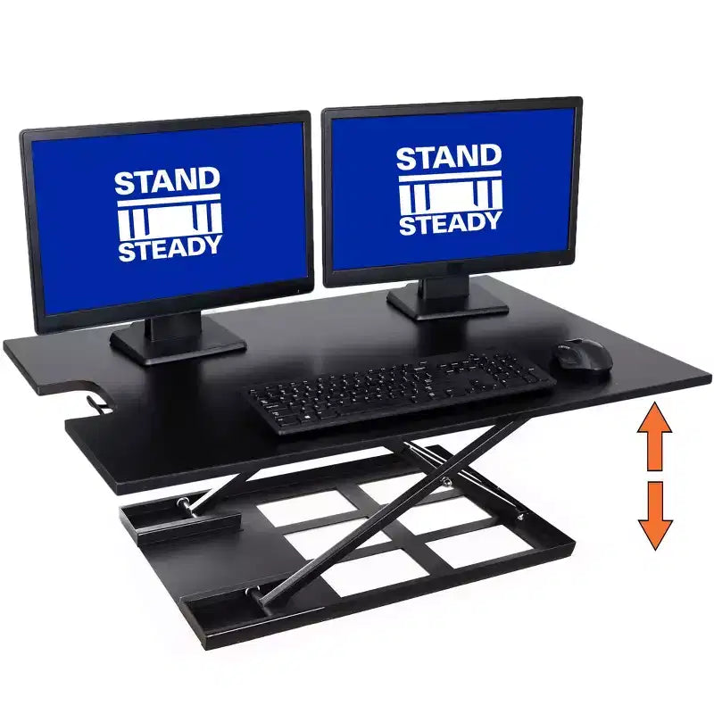 Convertisseur de bureau assis-debout pneumatique 36 po avec réglage de la hauteur, noir