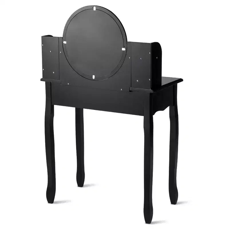 Coiffeuse avec tiroirs, miroir ovale et tabouret rembourré