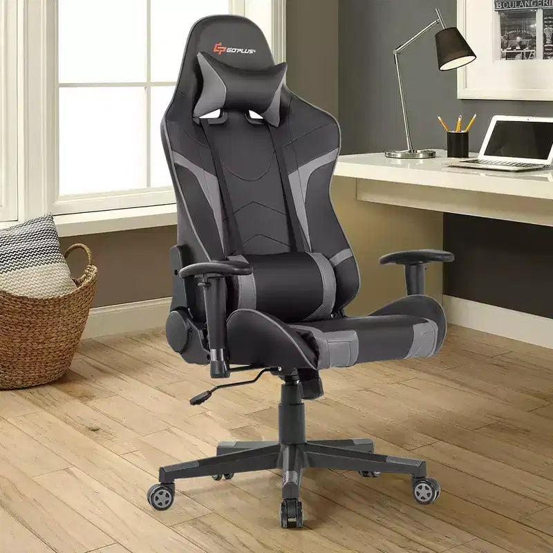 Chaise de bureau de jeu pivotante et inclinable avec massage et support lombaire