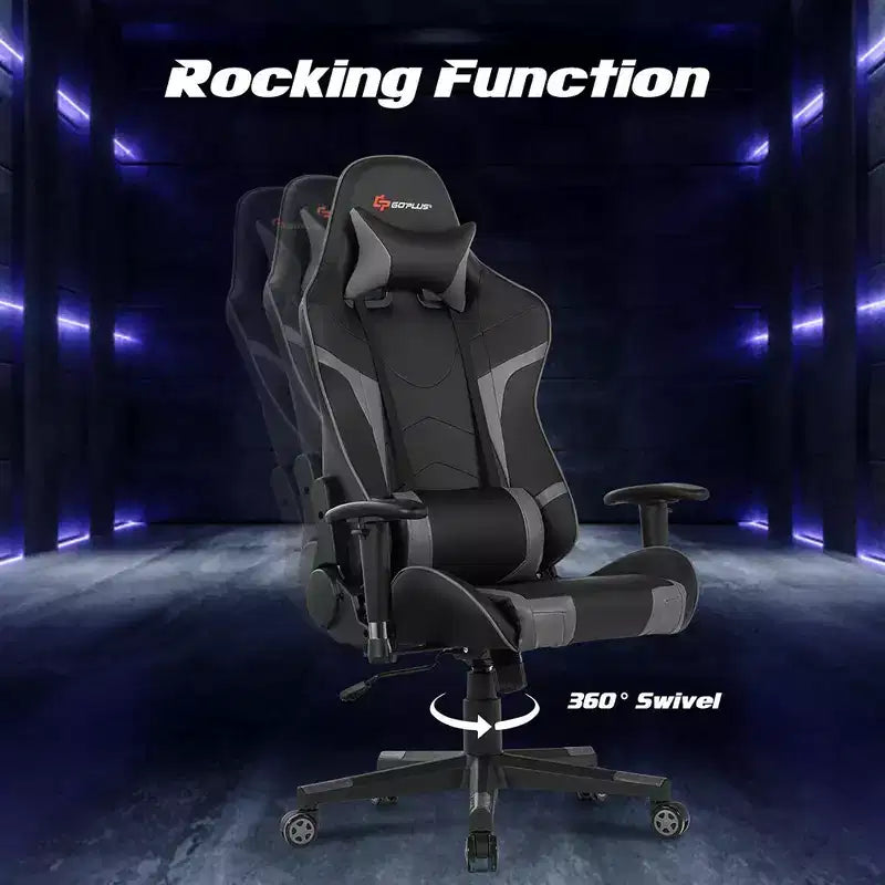 Chaise de bureau de jeu pivotante et inclinable avec massage et support lombaire