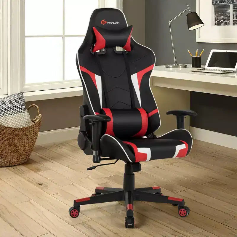 Chaise de bureau de jeu pivotante et inclinable avec massage et support lombaire