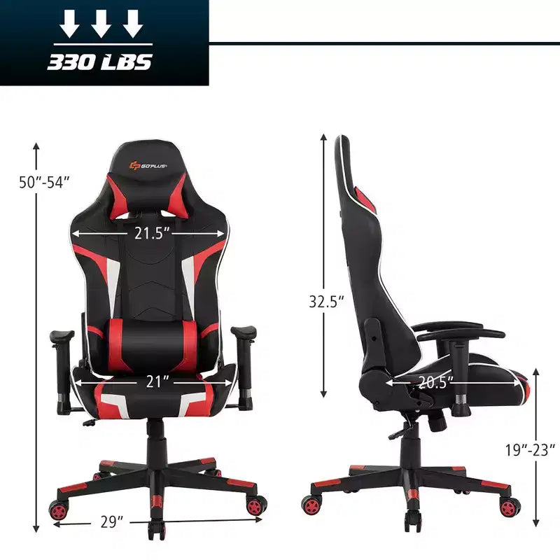 Chaise de bureau de jeu pivotante et inclinable avec massage et support lombaire