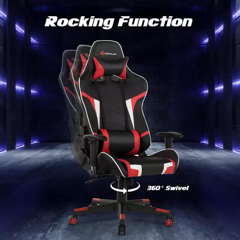 Chaise de bureau de jeu pivotante et inclinable avec massage et support lombaire