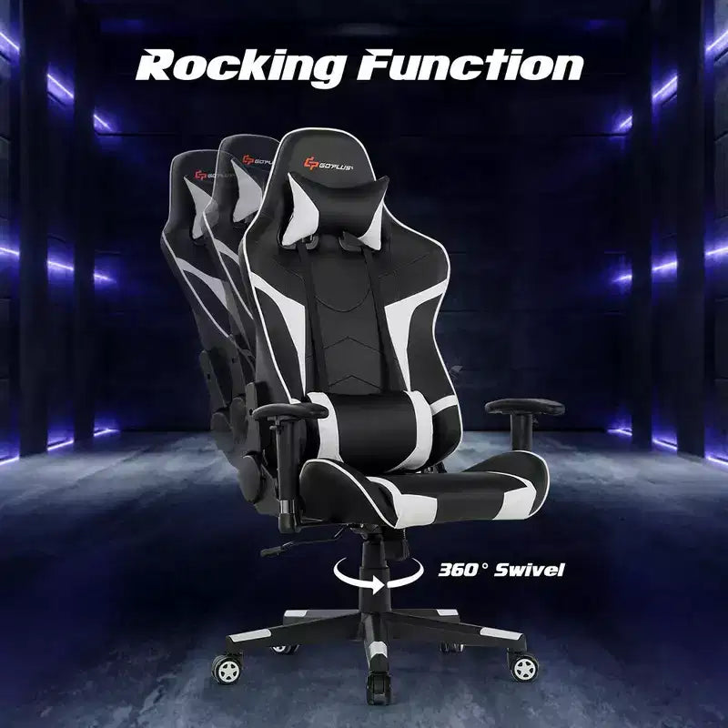 Chaise de bureau de jeu pivotante et inclinable avec massage et support lombaire