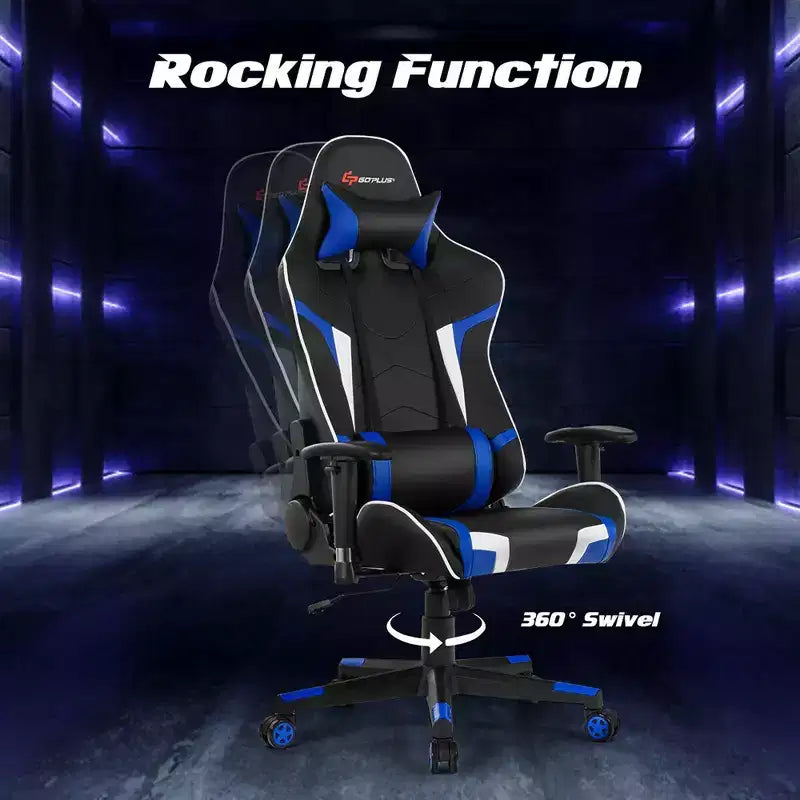 Chaise de bureau de jeu pivotante et inclinable avec massage et support lombaire