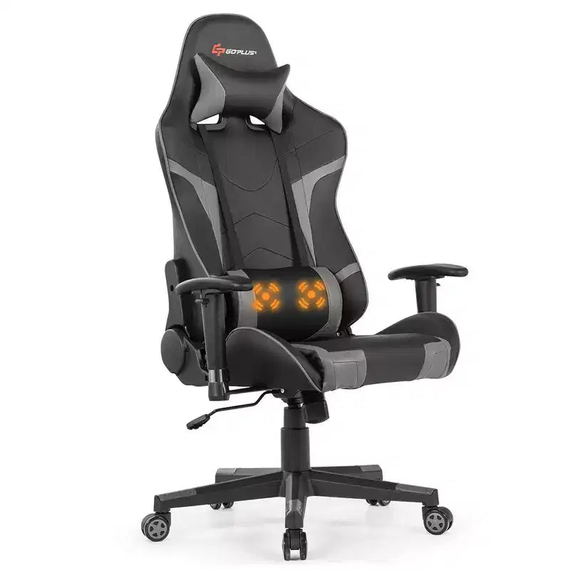 Chaise de bureau de jeu pivotante et inclinable avec massage et support lombaire