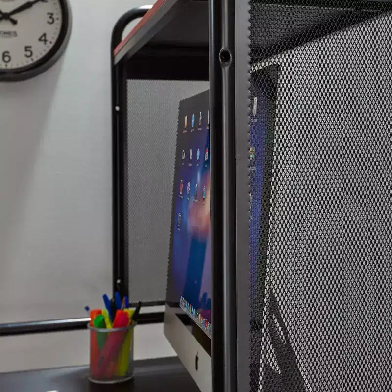 Bureau de jeu en maille avec plateau en bois