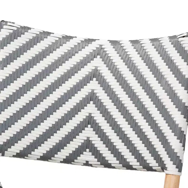 Chaise de bistrot moderne en rotin tressé gris et blanc