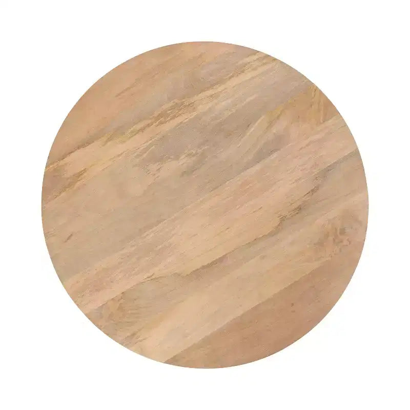 Table basse ronde avec pieds épingle, bois de manguier massif