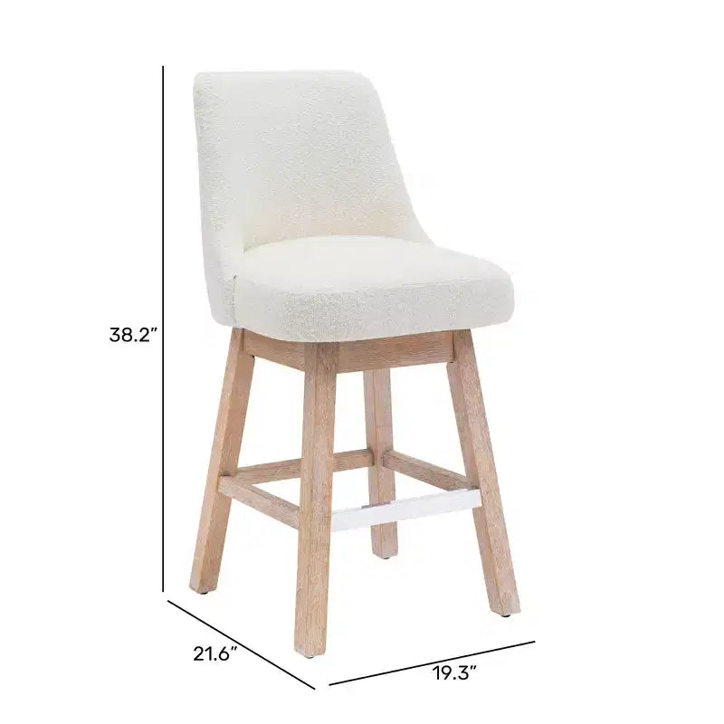 Tabouret de bar pivotant rembourré de 66 cm, hauteur comptoir, sauge du désert