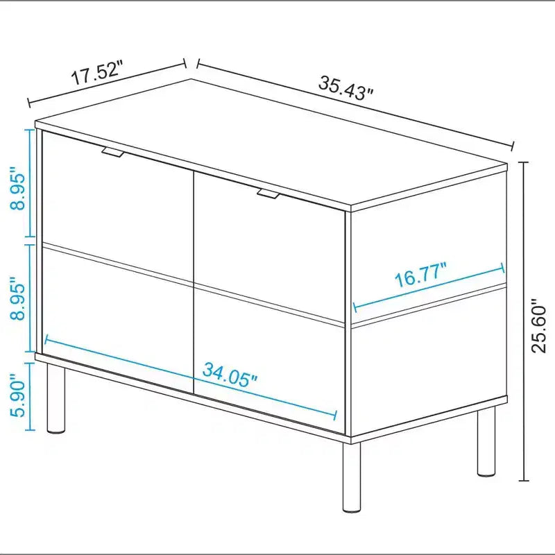 Meuble d'appoint 2 étagères moderne du milieu du siècle